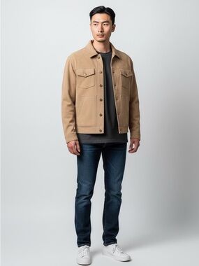 PX Premium Xpressions Men's Tan Suede-Blend Trucker Jacket NWT XL